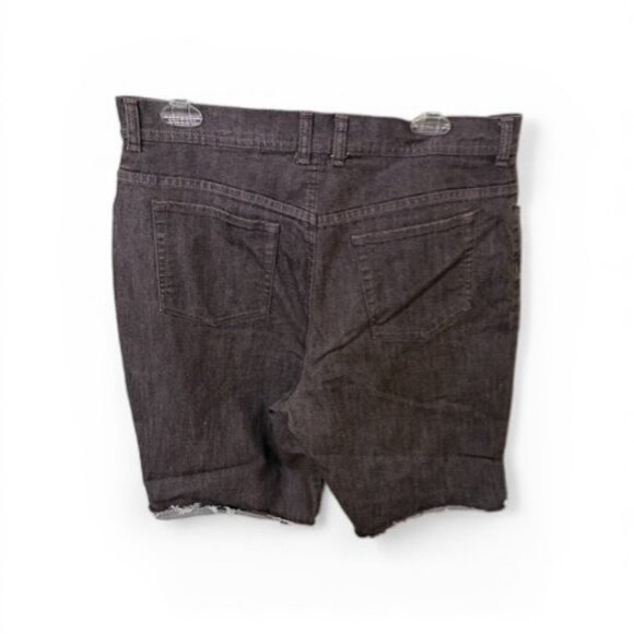 Gloria Vanderbilt Amanda Shorts Cutoffs Black Gray Wash Frayed Hem Women's 14 - Picture 2 of 4
